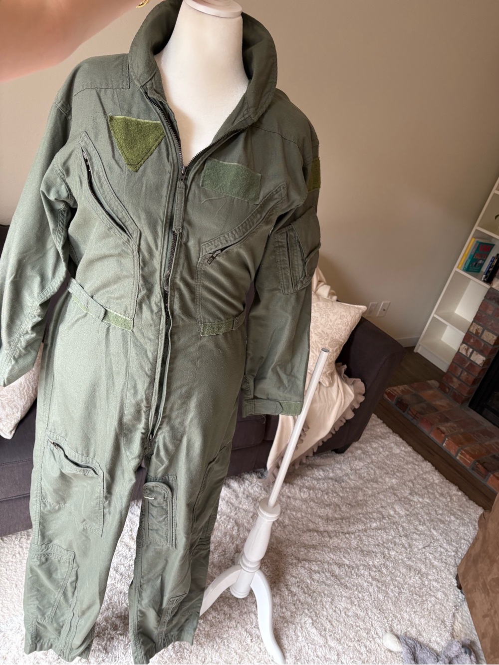Vintage Green Military Flight Coverall Jumpsuit